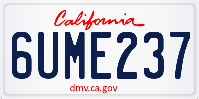 CA license plate 6UME237