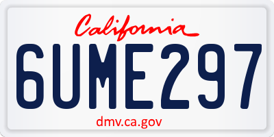 CA license plate 6UME297