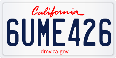 CA license plate 6UME426
