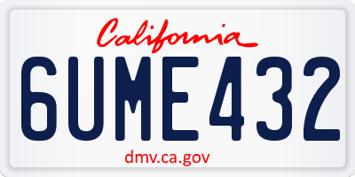 CA license plate 6UME432