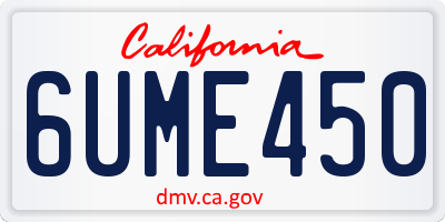 CA license plate 6UME450