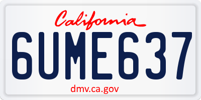 CA license plate 6UME637