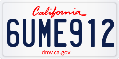 CA license plate 6UME912