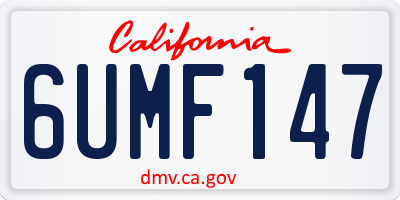 CA license plate 6UMF147