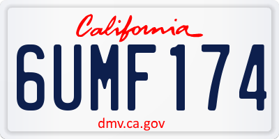 CA license plate 6UMF174