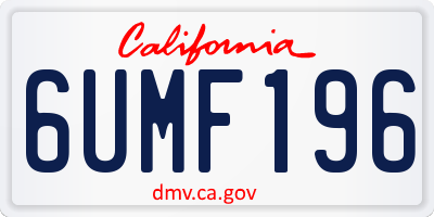 CA license plate 6UMF196