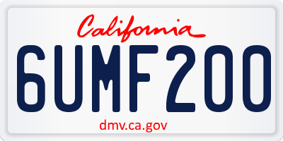 CA license plate 6UMF200