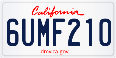 CA license plate 6UMF210