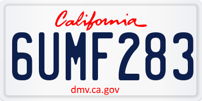 CA license plate 6UMF283