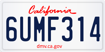 CA license plate 6UMF314