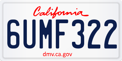 CA license plate 6UMF322