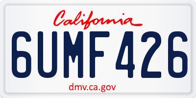 CA license plate 6UMF426