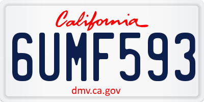 CA license plate 6UMF593