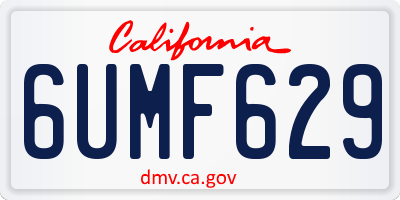 CA license plate 6UMF629
