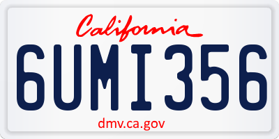 CA license plate 6UMI356