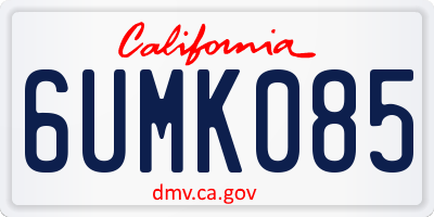 CA license plate 6UMK085