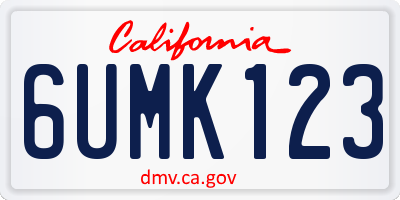CA license plate 6UMK123