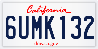 CA license plate 6UMK132
