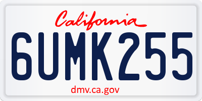 CA license plate 6UMK255