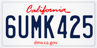 CA license plate 6UMK425