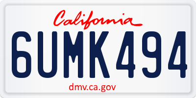 CA license plate 6UMK494