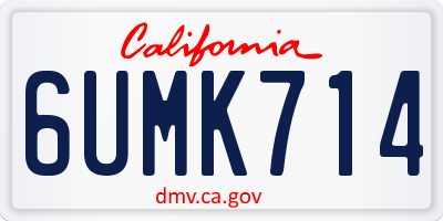 CA license plate 6UMK714