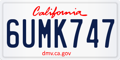 CA license plate 6UMK747