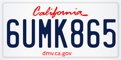CA license plate 6UMK865