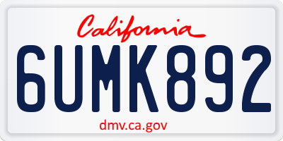 CA license plate 6UMK892