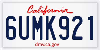 CA license plate 6UMK921