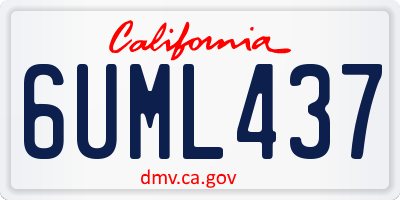 CA license plate 6UML437