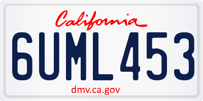 CA license plate 6UML453