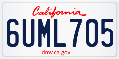 CA license plate 6UML705