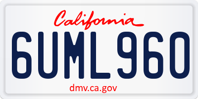CA license plate 6UML960