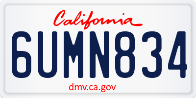 CA license plate 6UMN834
