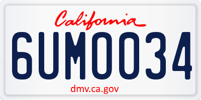 CA license plate 6UMO034