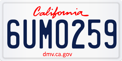 CA license plate 6UMO259