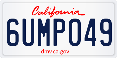 CA license plate 6UMP049