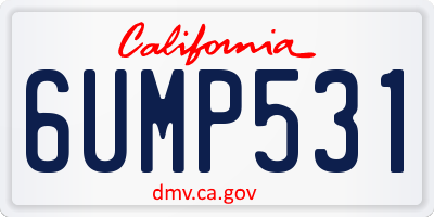 CA license plate 6UMP531