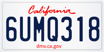 CA license plate 6UMQ318
