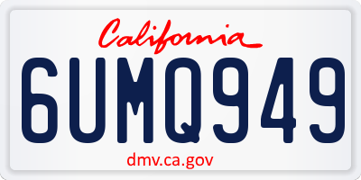 CA license plate 6UMQ949