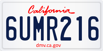 CA license plate 6UMR216