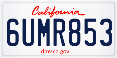 CA license plate 6UMR853
