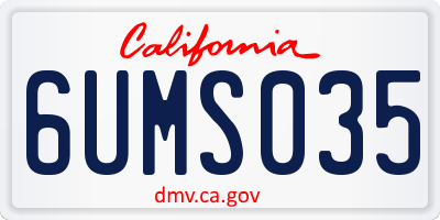 CA license plate 6UMS035