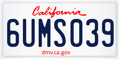 CA license plate 6UMS039