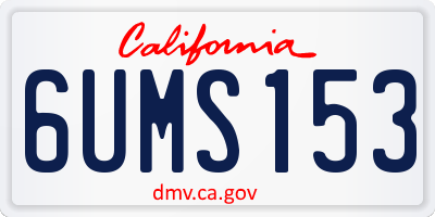 CA license plate 6UMS153