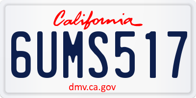 CA license plate 6UMS517