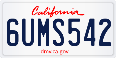 CA license plate 6UMS542