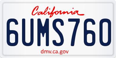 CA license plate 6UMS760