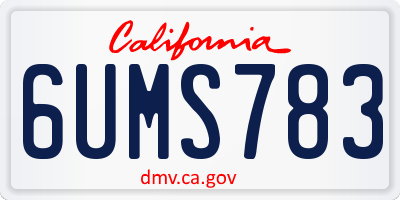 CA license plate 6UMS783